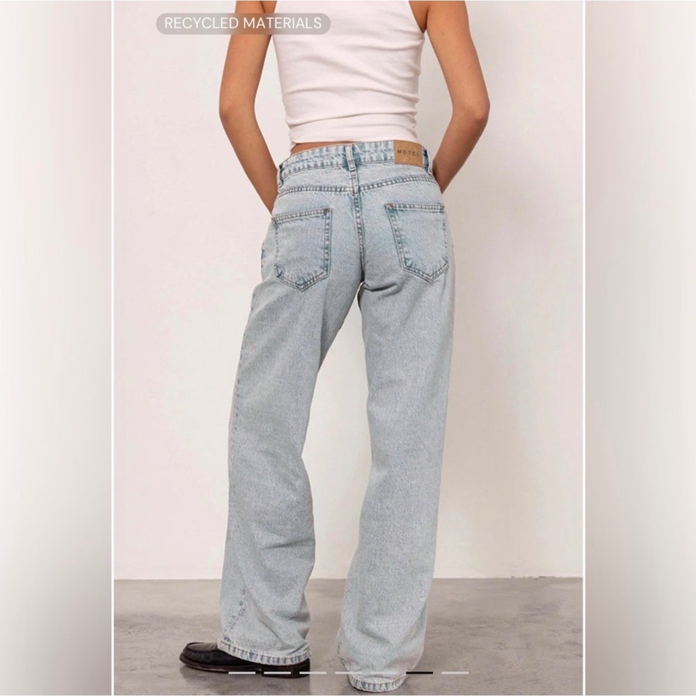 Motel Rocks Women Light Wash High Waisted Wide Leg Cotton  Jeans Size W24 L32 - Picture 6 of 16